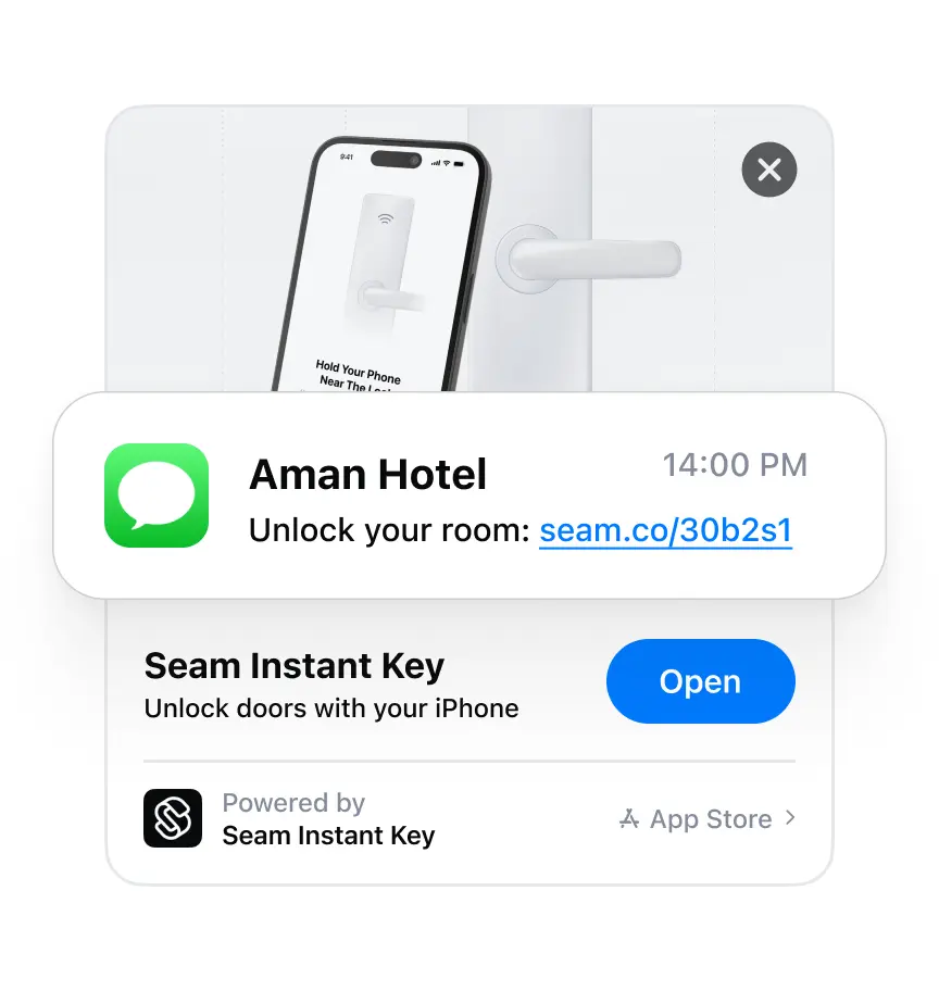 Illustration of a phone receiving an instant key link via text message