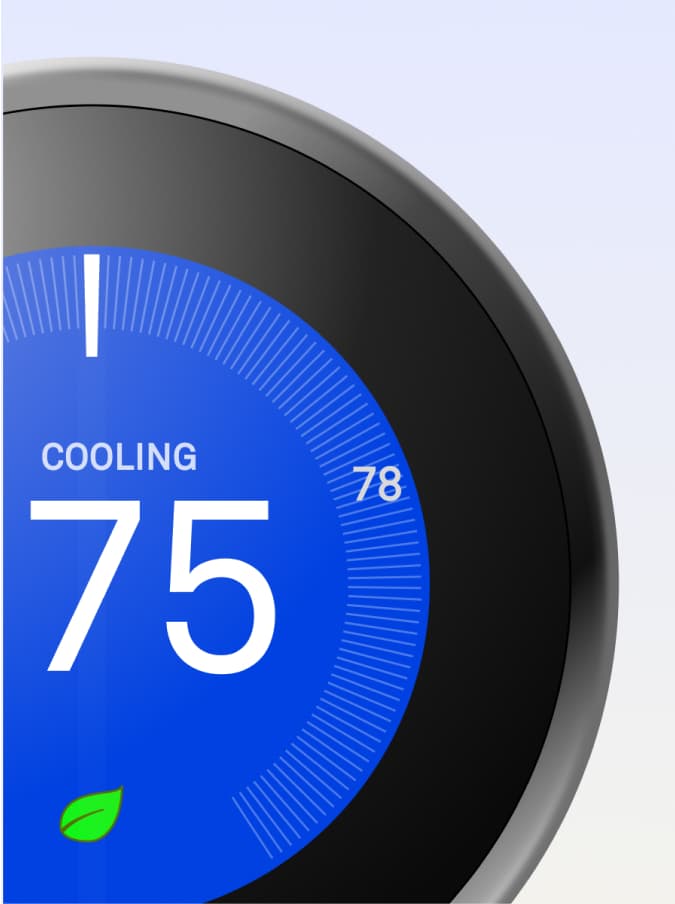 Photo of a Nest thermostat to illustrate how Seam allows you to control thermostats from your app
