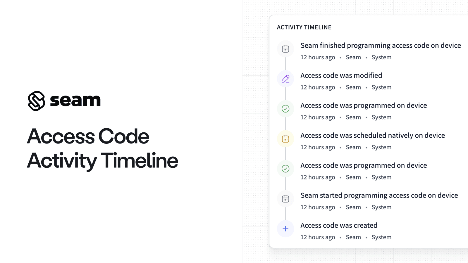 Changelog image for Access Code Timeline in the Seam Console