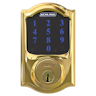 Front image of device Connect Smart Deadbolt with alarm with Camelot trim, Z-wave enabled paired with Accent Lever with Camelot trim manufactured by Schlage