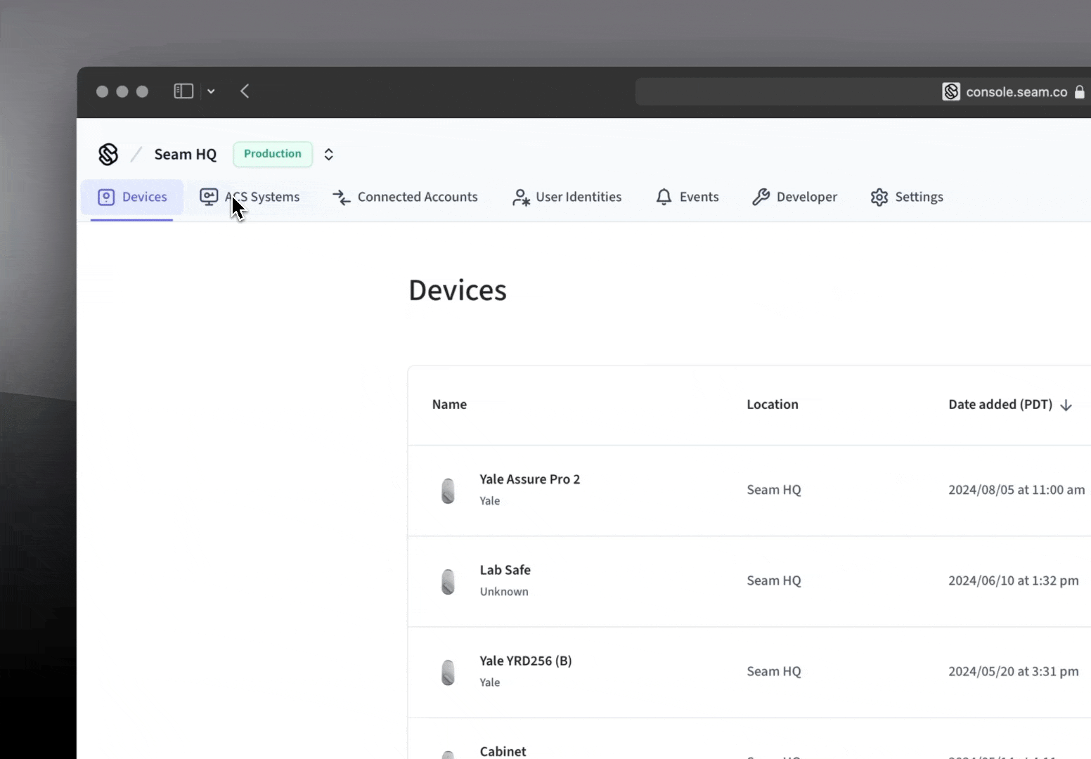The new top tab menu makes it easier to navigate the Seam Console.