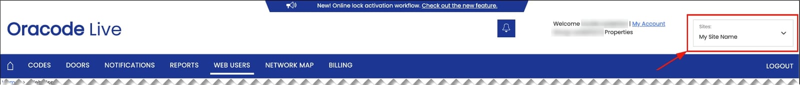 Note your site name in the Oracle Live portal.